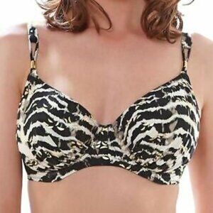 Fantasie Milos FS6134 W Underwired Gathered Bikini Top Black Cream (LAC) 32DD
